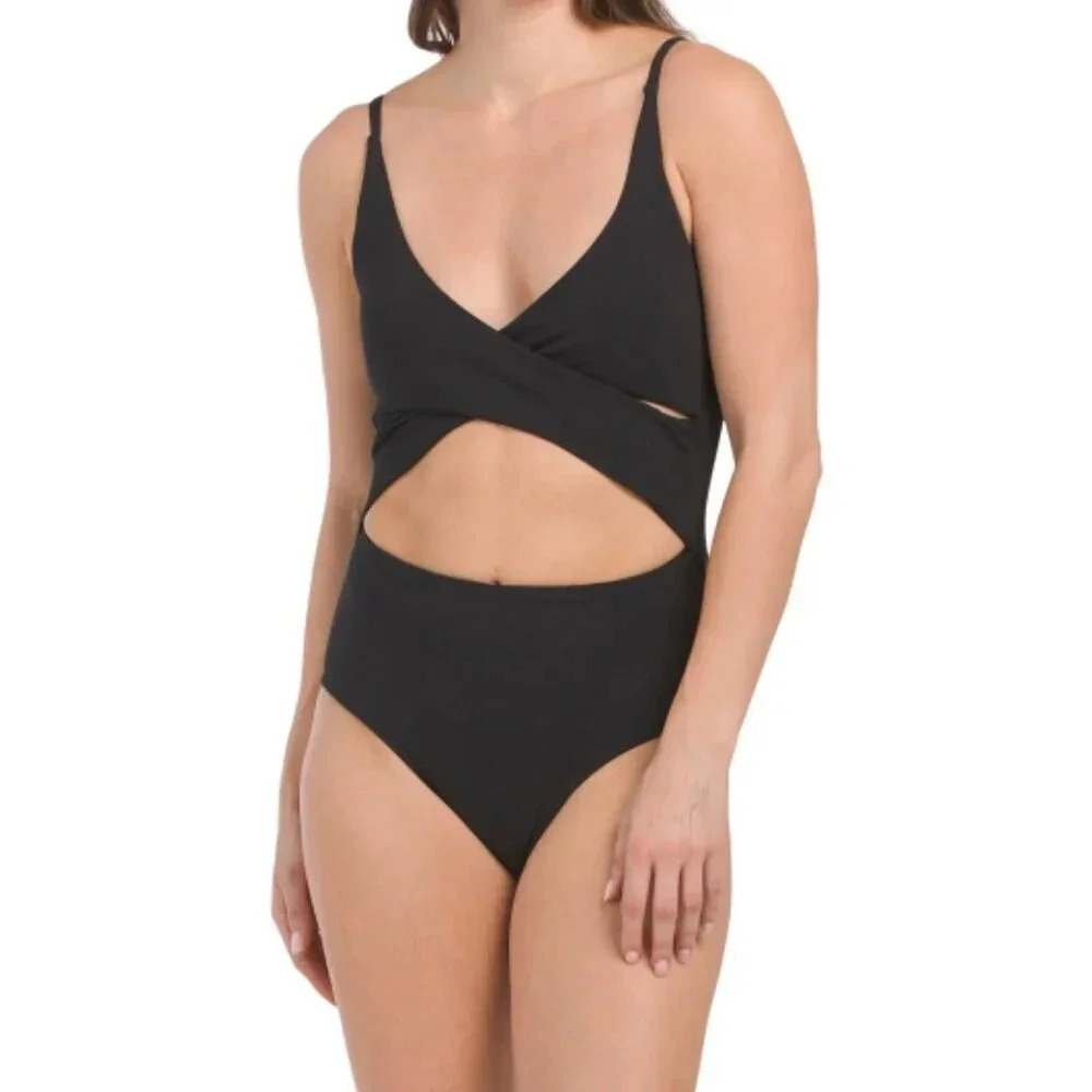 Wilo Wrap Cut Out One-piece‎ Swimsuit - Size M - Black - NWT